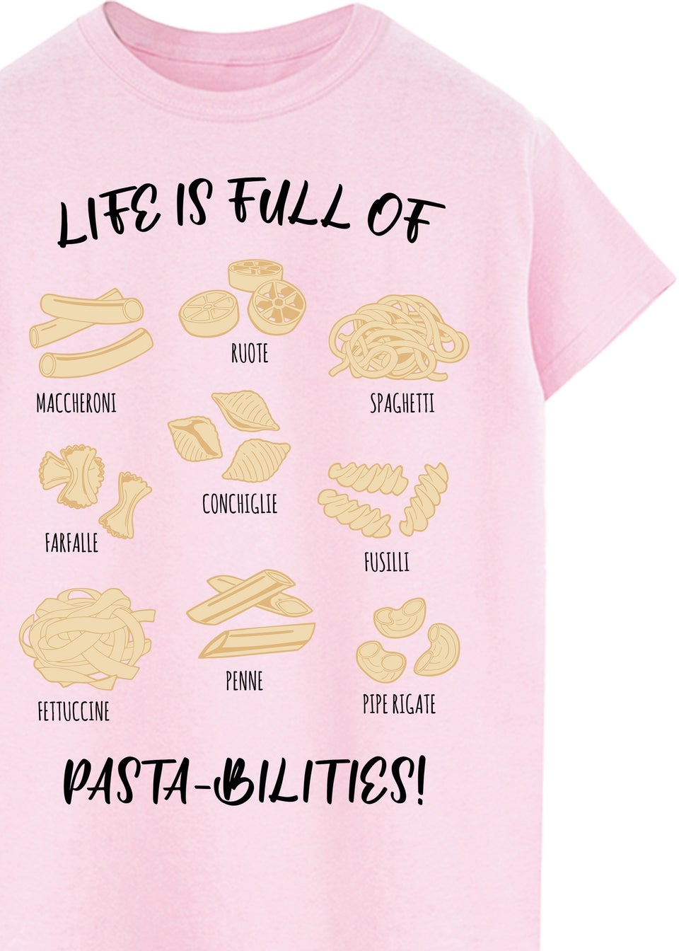 Brands In Life Is Full Of Pasta-bilities Pink Boyfriend Fit Graphic T-Shirt