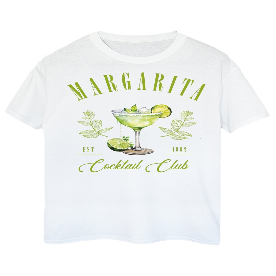 Brands In Margarita Cocktail Club White Boyfriend Fit Graphic T-Shirt