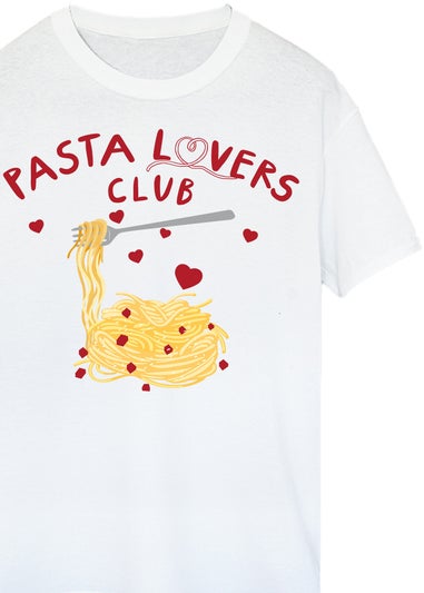 Brands In Pasta Lovers Club White Boyfriend Fit Graphic T-Shirt