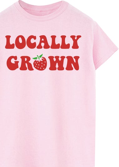 Brands In Strawberry Locally Grown Pink Boyfriend Fit Graphic T-Shirt