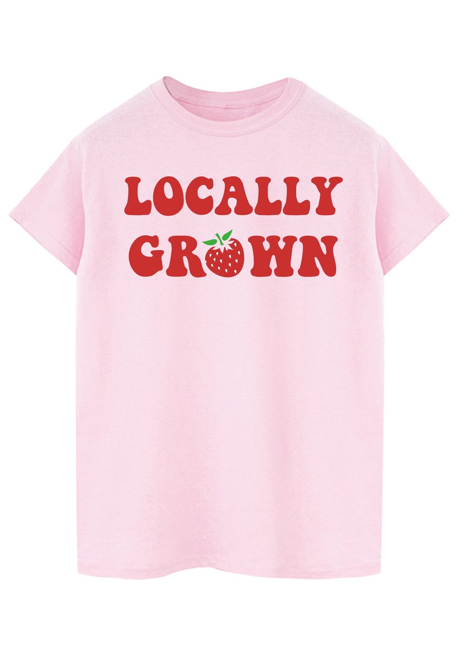 Brands In Strawberry Locally Grown Pink Boyfriend Fit Graphic T-Shirt
