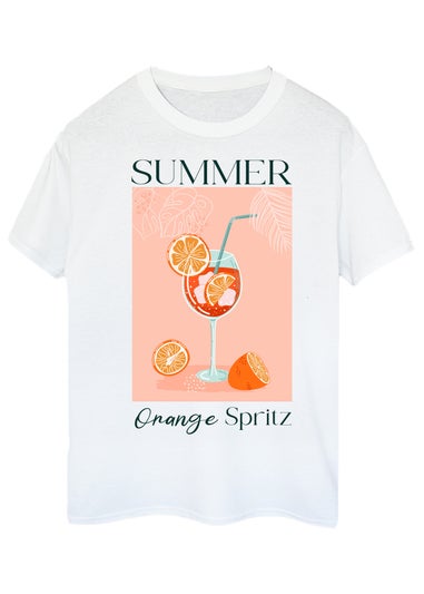 Brands In Summer Orange Spritz White Boyfriend Fit Graphic T-Shirt