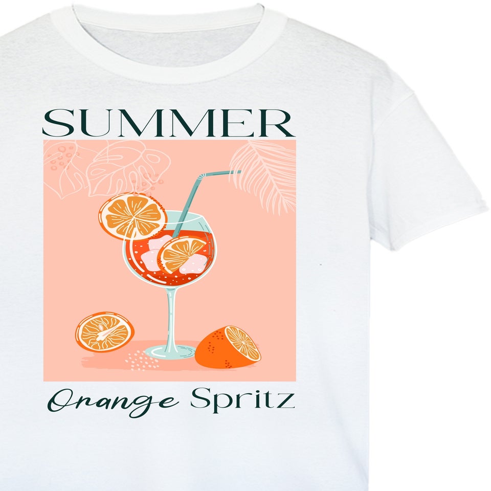 Brands In Summer Orange Spritz White Boyfriend Fit Graphic T-Shirt