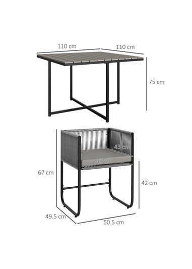 Outsunny Rattan Dining Set Rattan Cube Dining Sets with Spacesaving Design
