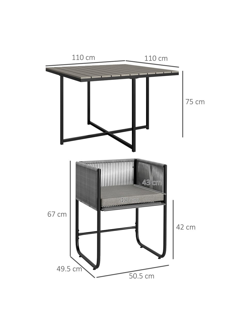 Outsunny Rattan Dining Set Rattan Cube Dining Sets with Spacesaving Design