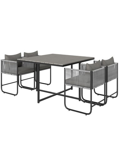 Outsunny Rattan Dining Set Rattan Cube Dining Sets with Spacesaving Design