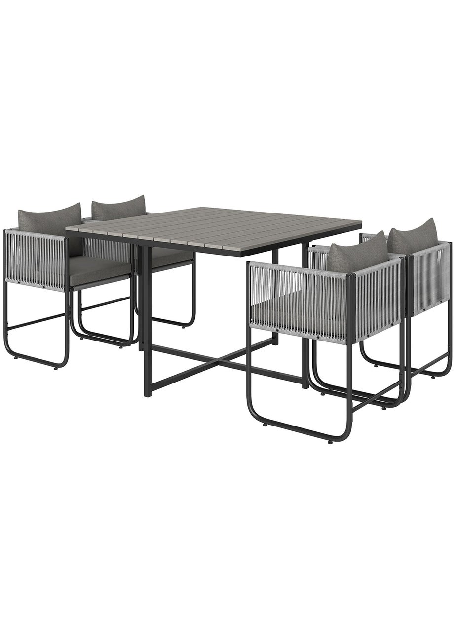 Outsunny Rattan Dining Set Rattan Cube Dining Sets with Spacesaving Design