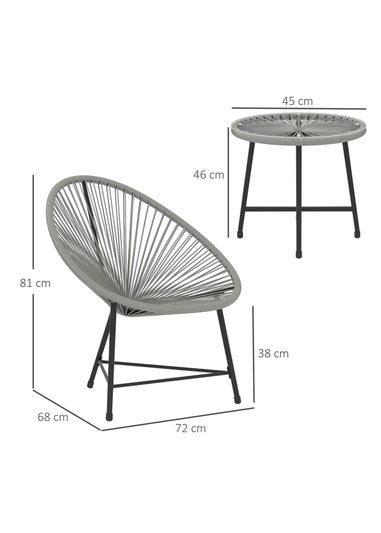 Outsunny Rattan Bistro Set Cushioned Acapulco Chairs Glass Table