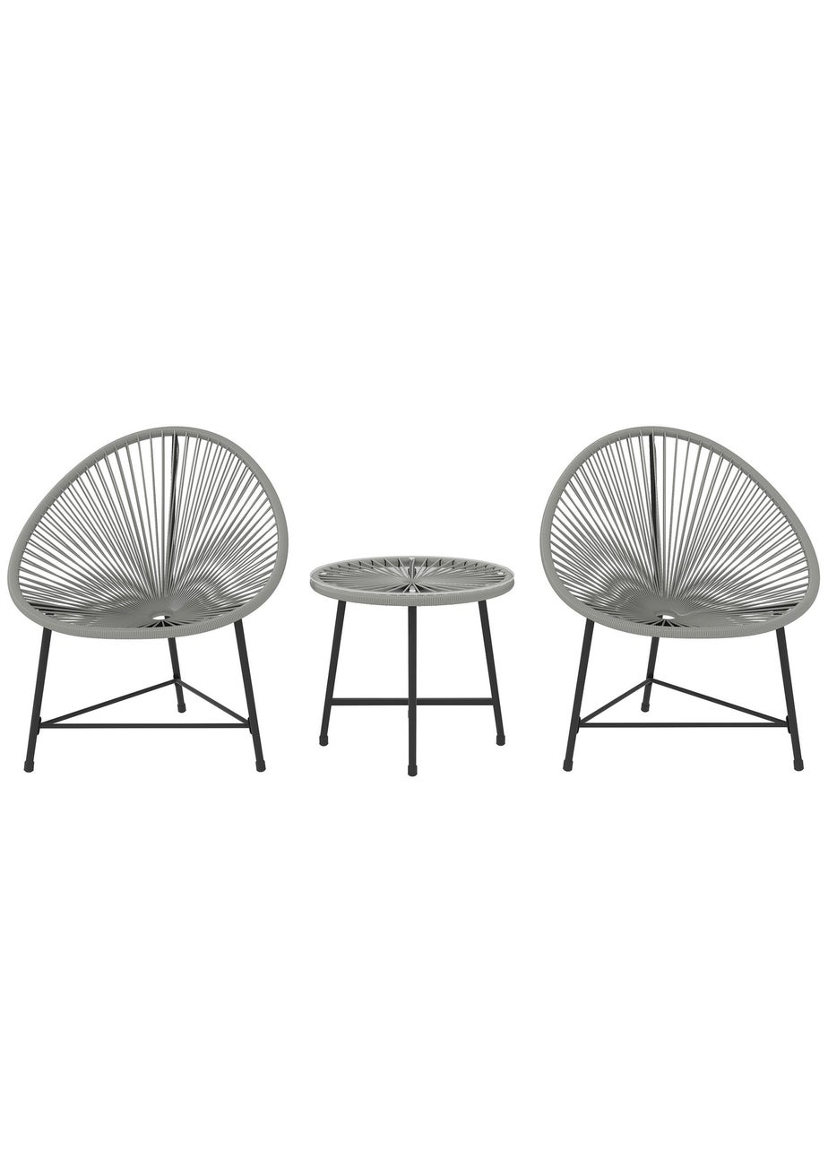 Outsunny Rattan Bistro Set Cushioned Acapulco Chairs Glass Table