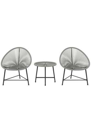 Outsunny Rattan Bistro Set Cushioned Acapulco Chairs Glass Table