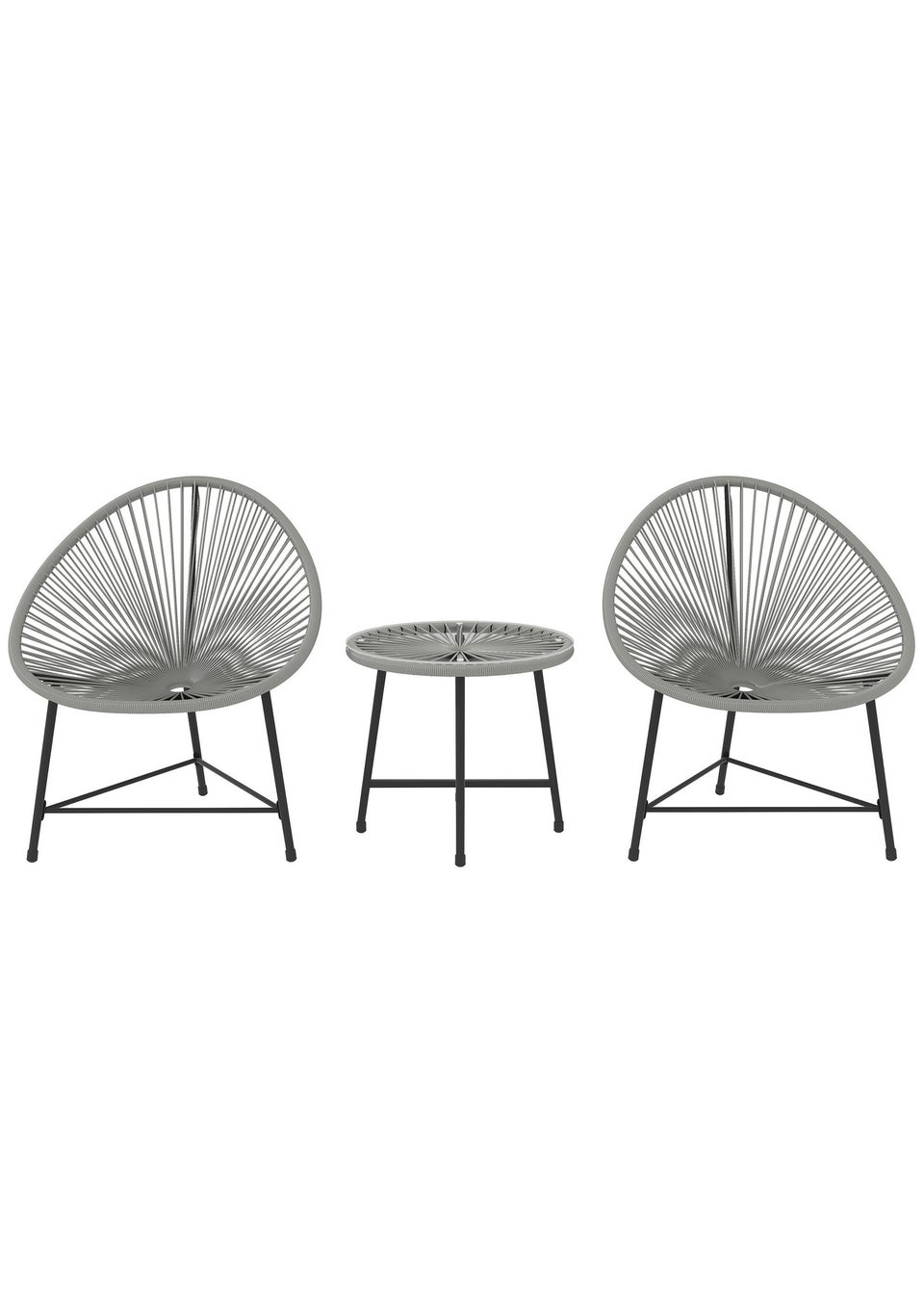 Outsunny Rattan Bistro Set Cushioned Acapulco Chairs Glass Table