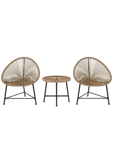 Outsunny Rattan Bistro Set Cushioned Acapulco Chairs Glass Table