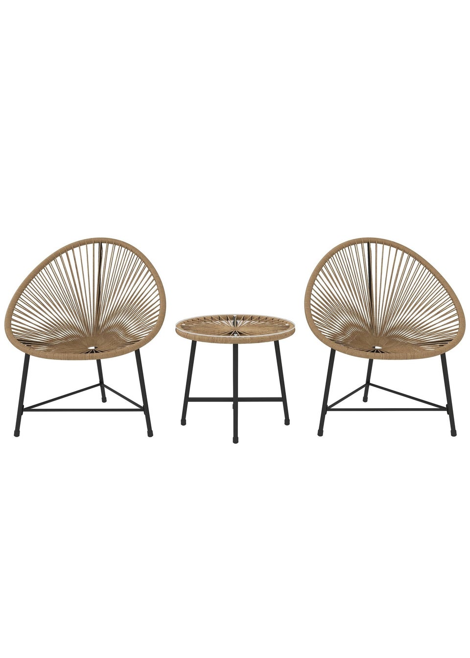 Outsunny Rattan Bistro Set Cushioned Acapulco Chairs Glass Table