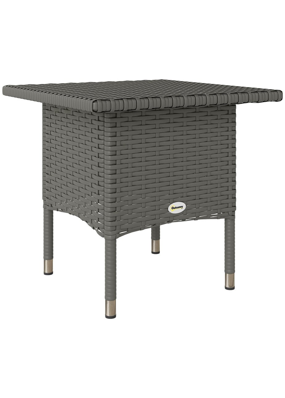 Outsunny PE Rattan Outdoor Coffee Table Easy Match Rattan Side Table Grey