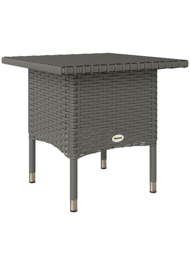 Outsunny PE Rattan Outdoor Coffee Table Easy Match Rattan Side Table Grey
