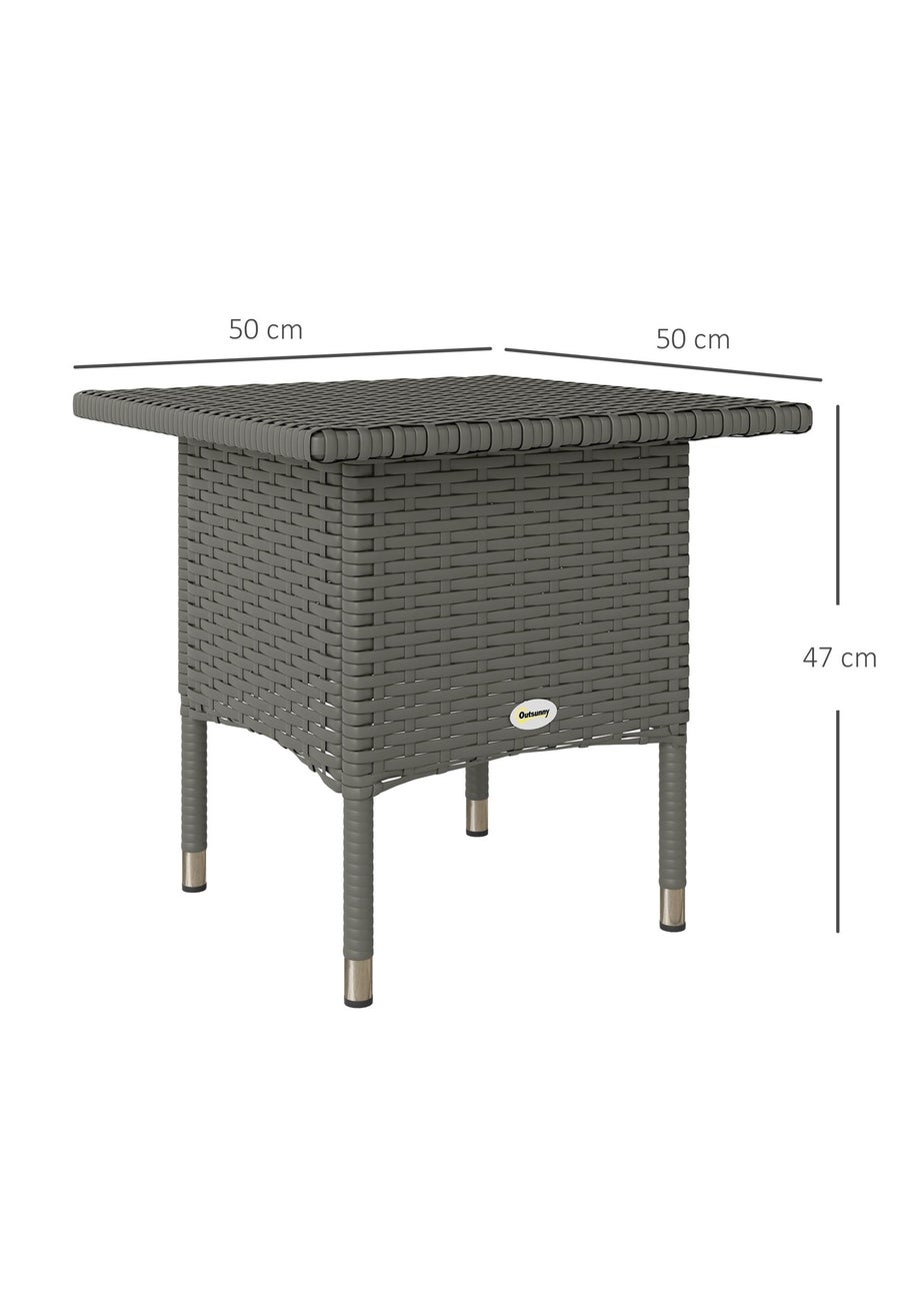Outsunny PE Rattan Outdoor Coffee Table Easy Match Rattan Side Table Grey