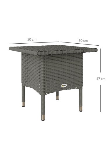 Outsunny PE Rattan Outdoor Coffee Table Easy Match Rattan Side Table Grey