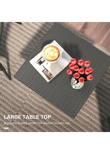 Outsunny PE Rattan Outdoor Coffee Table Easy Match Rattan Side Table Grey