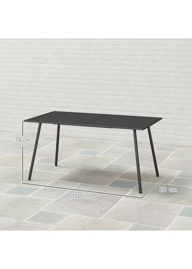 Outsunny Garden Table for 4 to 6 Person with Slat Top Steel Frame