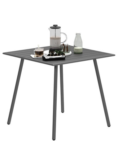 Outsunny Garden Table for 4 to 6 Person with Slat Top Steel Frame