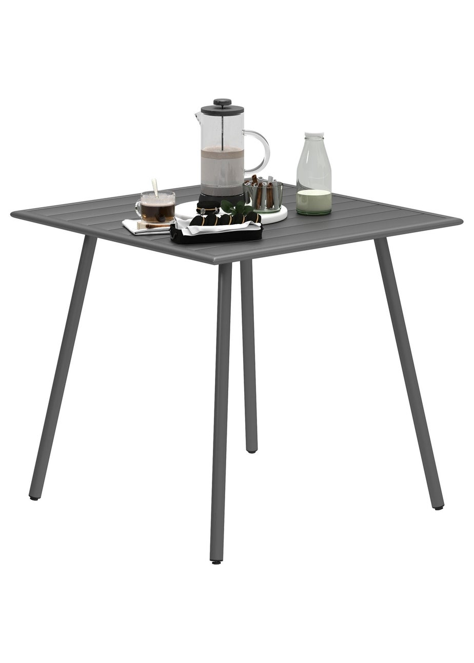 Outsunny Garden Table for 4 to 6 Person with Slat Top Steel Frame