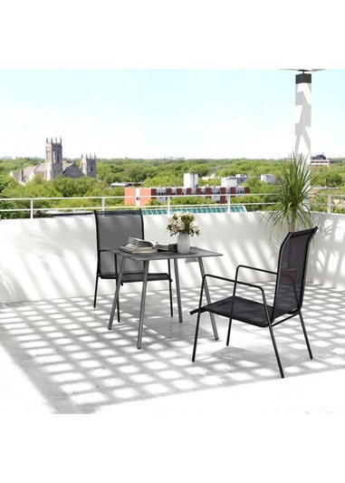Outsunny Garden Table for 4 to 6 Person with Slat Top Steel Frame