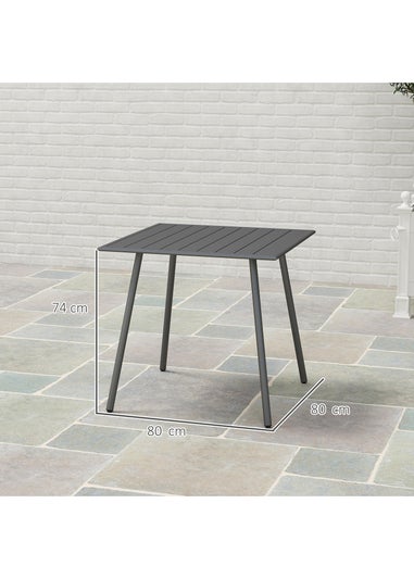 Outsunny Garden Table for 4 to 6 Person with Slat Top Steel Frame