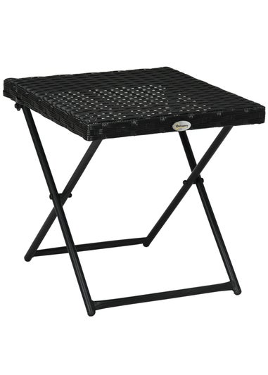 Outsunny Folding Square Rattan Coffee Table with Steel Frame Bistro Garden