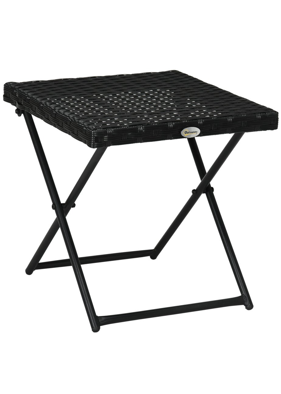 Outsunny Folding Square Rattan Coffee Table with Steel Frame Bistro Garden