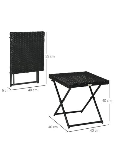 Outsunny Folding Square Rattan Coffee Table with Steel Frame Bistro Garden