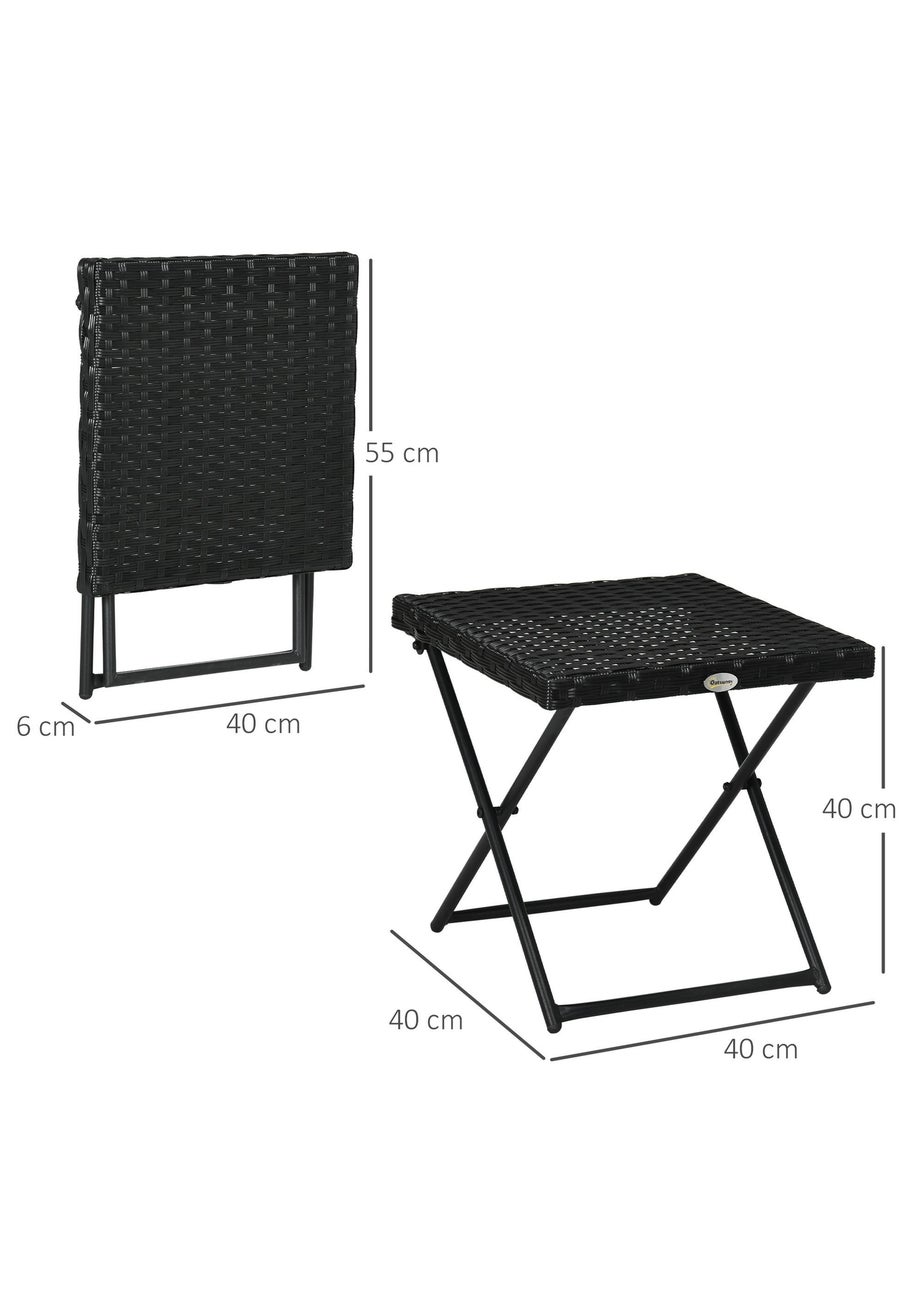 Outsunny Folding Square Rattan Coffee Table with Steel Frame Bistro Garden