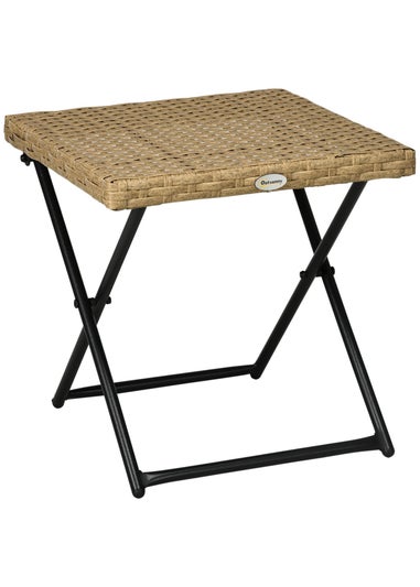Outsunny Folding Square Rattan Coffee Table with Steel Frame Bistro Garden