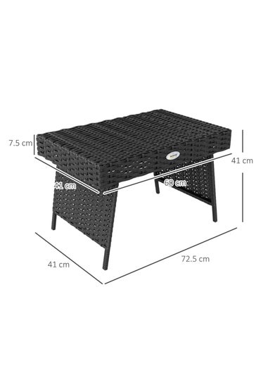 Outsunny Foldable Outdoor Coffee Table Steel Frame Rattan Side Table