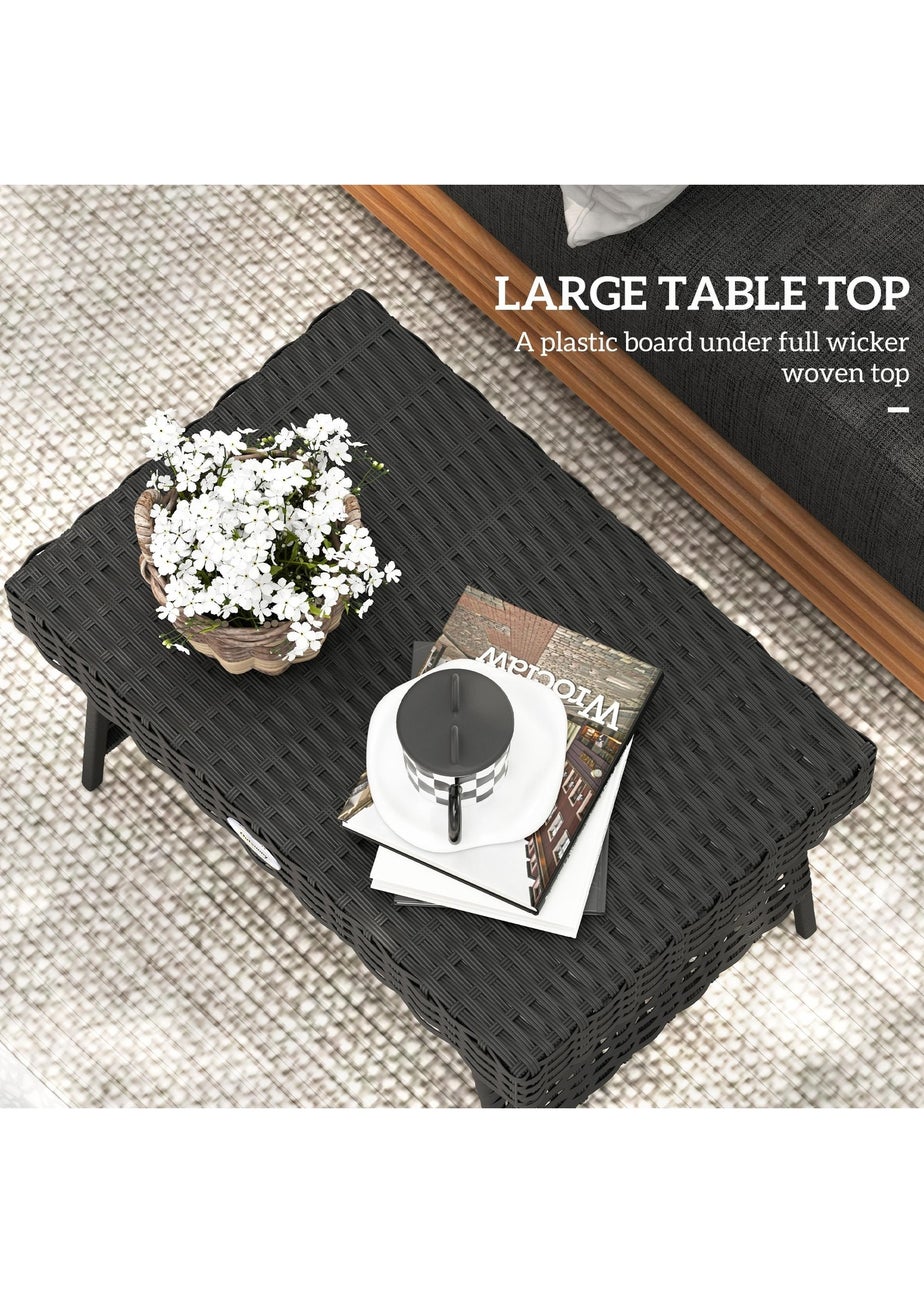Outsunny Foldable Outdoor Coffee Table Steel Frame Rattan Side Table