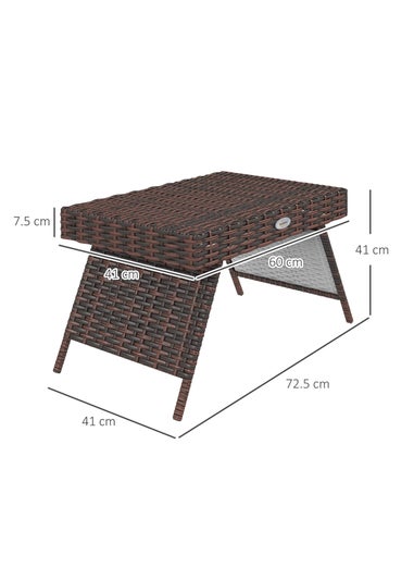 Outsunny Foldable Outdoor Coffee Table Steel Frame Rattan Side Table