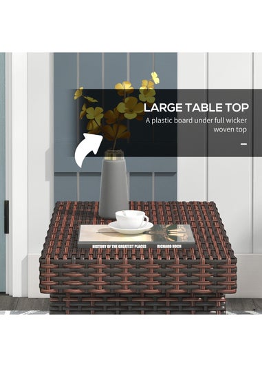 Outsunny Foldable Outdoor Coffee Table Steel Frame Rattan Side Table