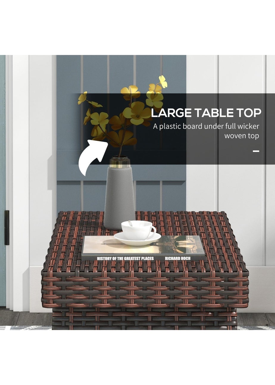 Outsunny Foldable Outdoor Coffee Table Steel Frame Rattan Side Table