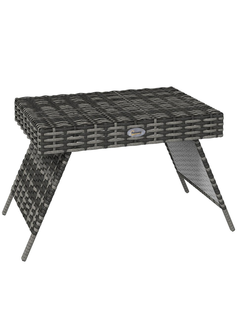 Outsunny Foldable Outdoor Coffee Table Steel Frame Rattan Side Table
