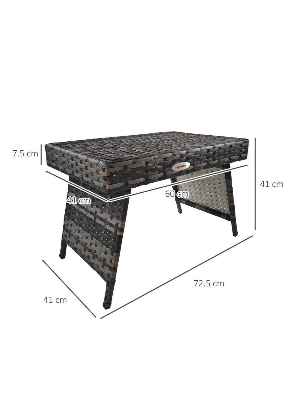 Outsunny Foldable Outdoor Coffee Table Steel Frame Rattan Side Table