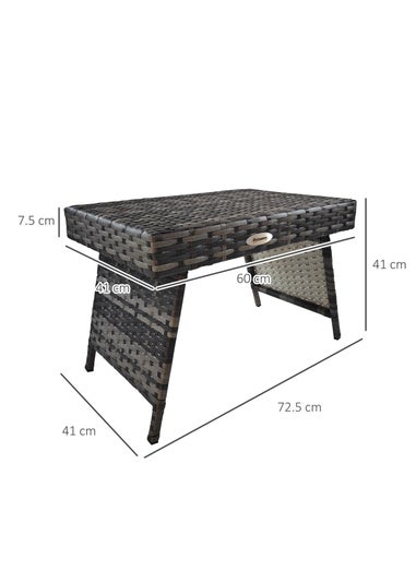 Outsunny Foldable Outdoor Coffee Table Steel Frame Rattan Side Table