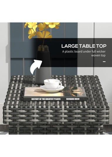 Outsunny Foldable Outdoor Coffee Table Steel Frame Rattan Side Table