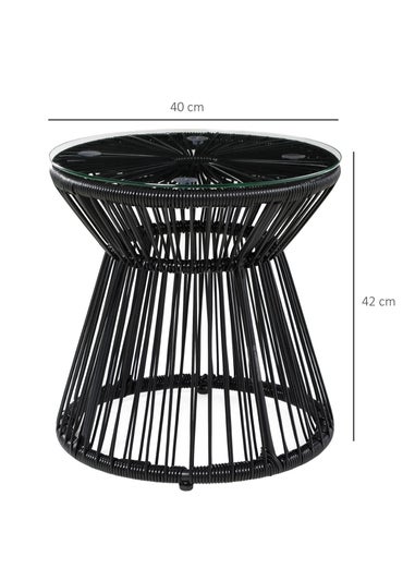 Outsunny PE Rattan End Table Round Hollow Drum Design Side Table