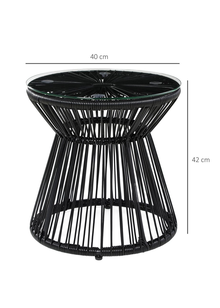 Outsunny PE Rattan End Table Round Hollow Drum Design Side Table