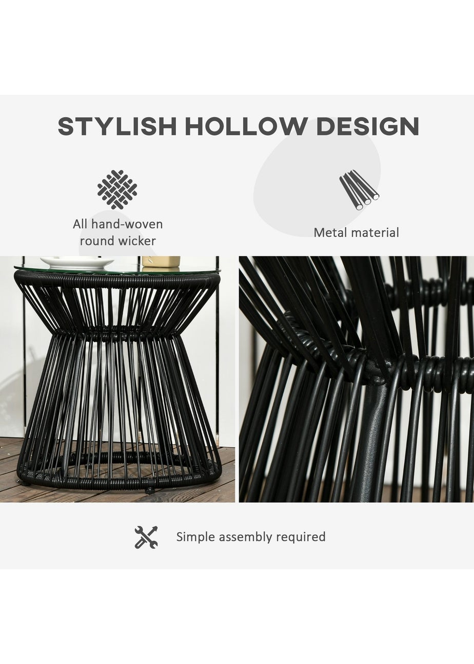 Outsunny PE Rattan End Table Round Hollow Drum Design Side Table