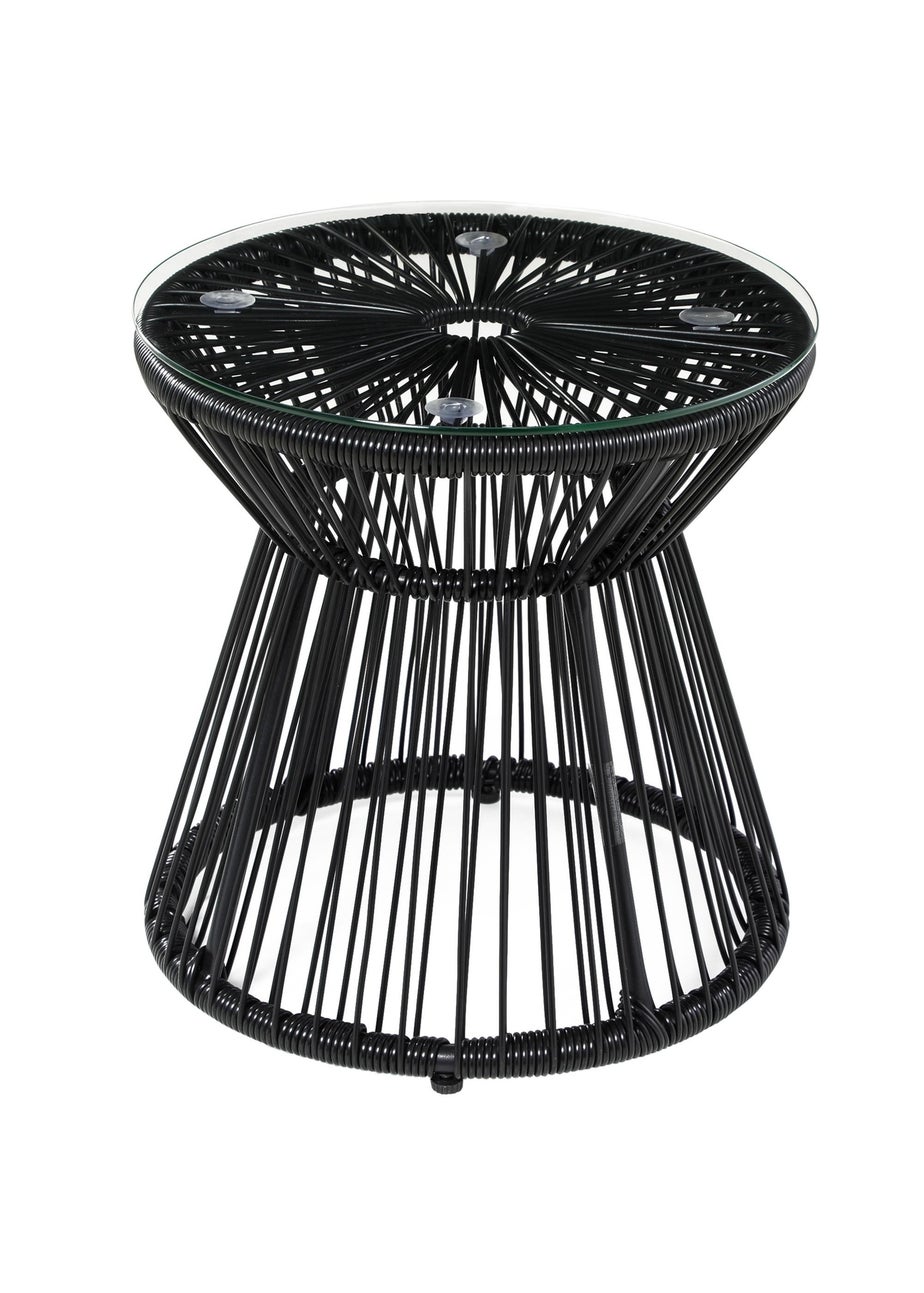 Outsunny PE Rattan End Table Round Hollow Drum Design Side Table
