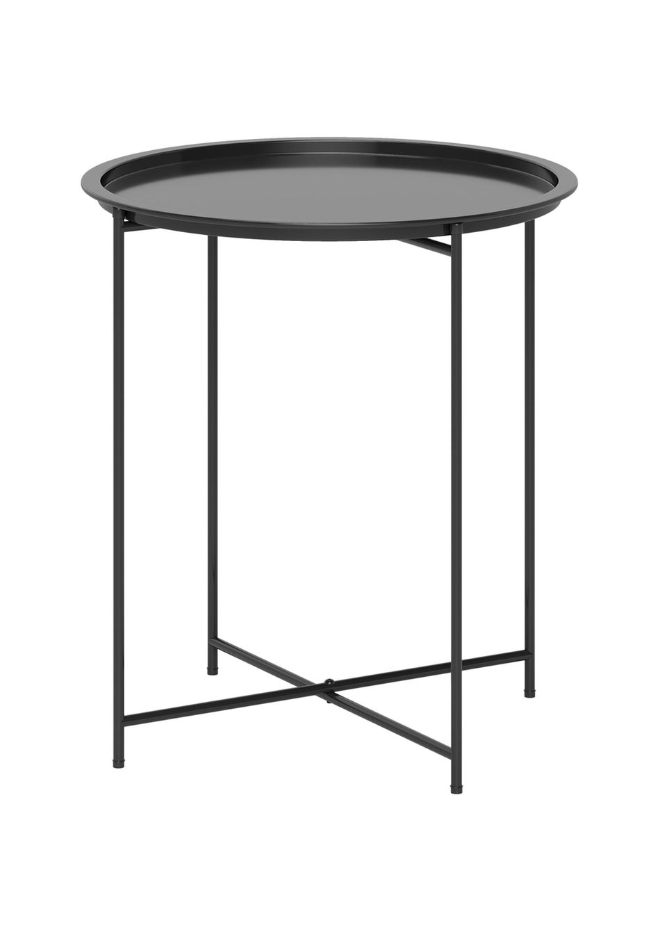 Outsunny 46cm Round Garden Table Small Side Table with Removable Tray