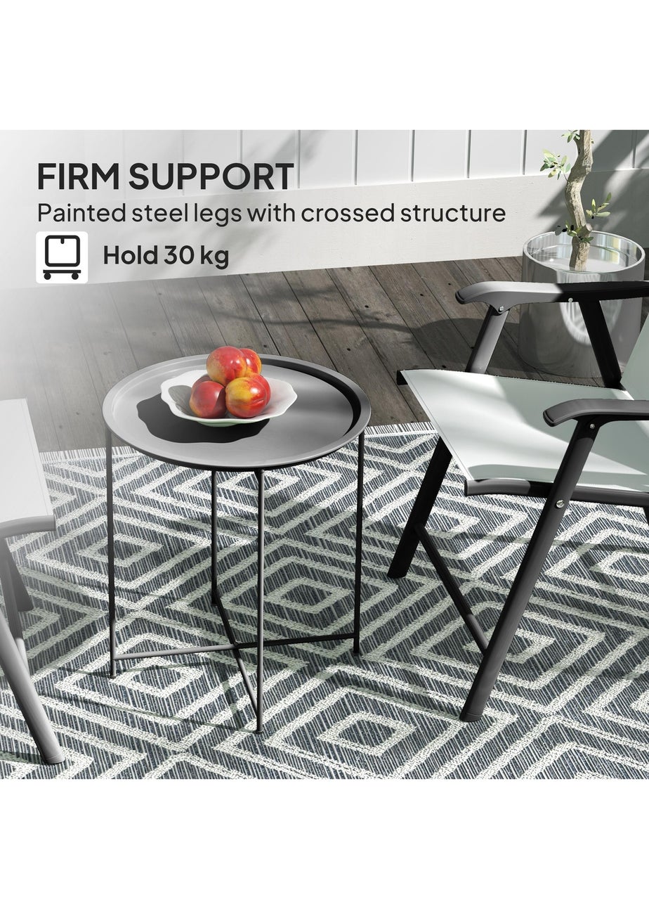 Outsunny 46cm Round Garden Table Small Side Table with Removable Tray