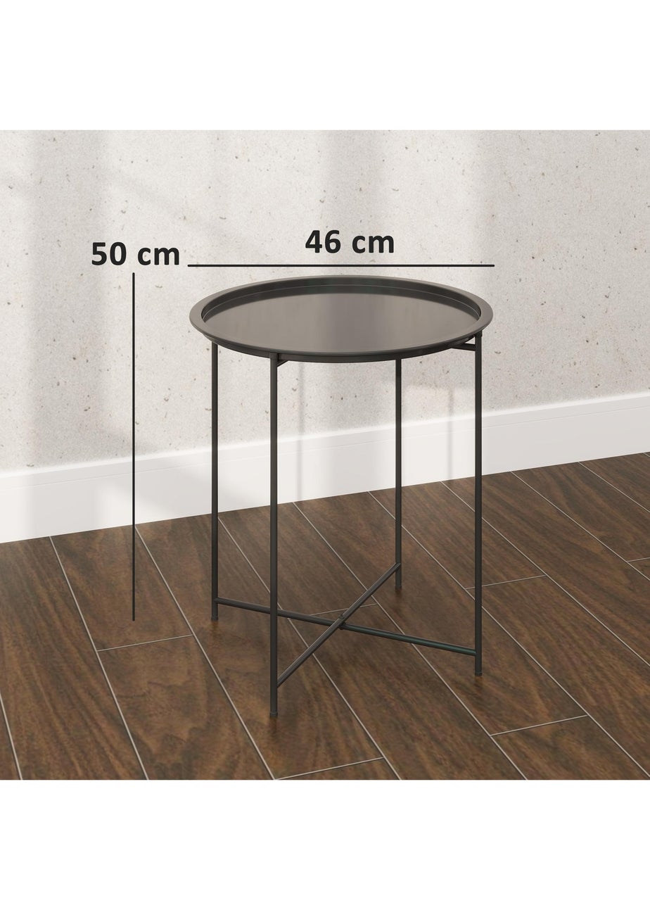 Outsunny 46cm Round Garden Table Small Side Table with Removable Tray