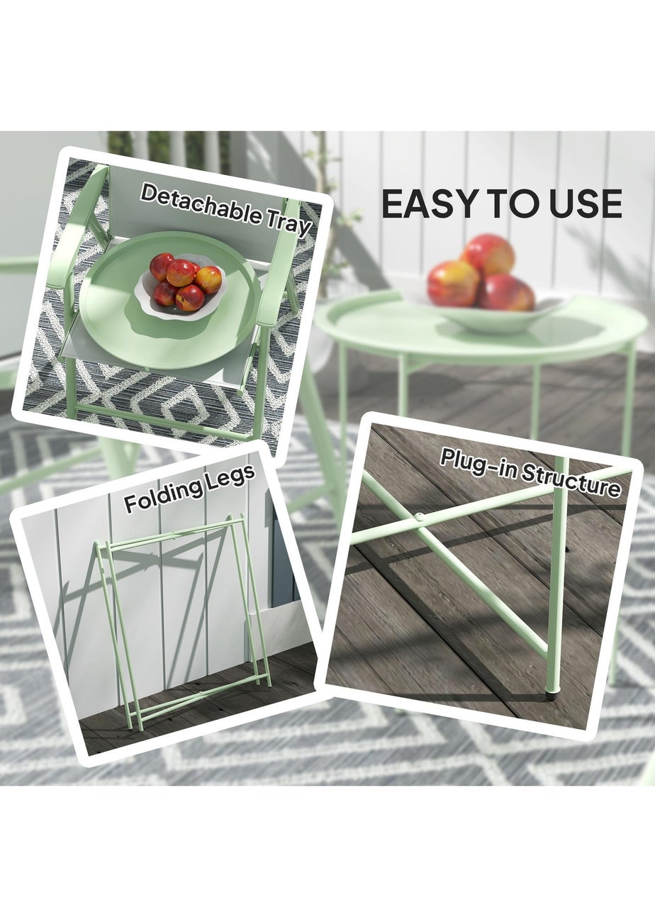 Outsunny 46cm Round Garden Table Small Side Table with Removable Tray