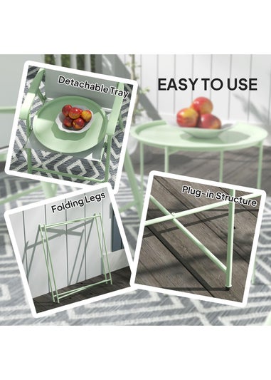 Outsunny 46cm Round Garden Table Small Side Table with Removable Tray